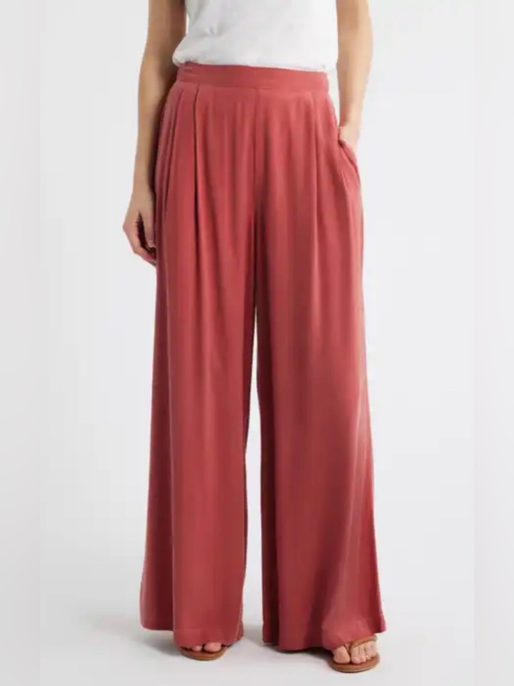 Aerie Wide Leg Trouser Sweatpants 100% Cotton Brick Red Size Medium